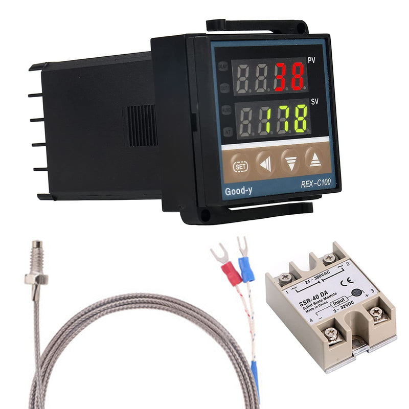 [Australia - AusPower] - WANGCL Digital PID Controller Intelligent Thermostat with 40A SSR Relay Type K Thermocouple for Electrical Energy Chemical Industry Faeces Tanks Ovens - 0-1300℃ 