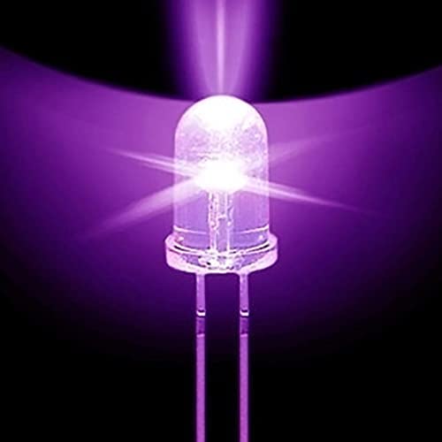 Pack of 100 LED 5 mm Color UV Ultraviolet LEDs Housing Clear Black Light LEDs Approx. 3V Diode 2 Pin LEDs Housing Clear