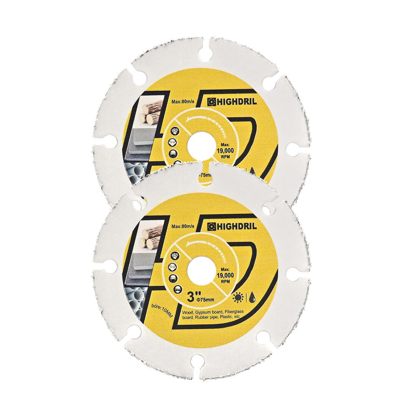 [Australia - AusPower] - HIGHDRIL Carbide Diamond Wood Cutting Blades - 75 mm x 2 Vacuum Brazed Disc for Plastic, Wood and Fibreglass Wood cutting blade 