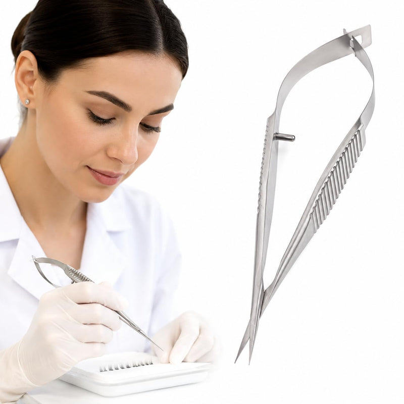 FOMIYES Microsurgical Scissors Unique Design Needle Holder Straight and Curved Flat Handles Suture Binding Pliers Micro Ophthalmic Surgical Instrument