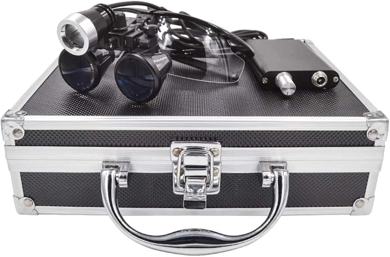 3.5X Magnifying Glass with 3W Headlight 420mm Tooth Magnifier Binoculars Magnifier Tooth Magnifier with Aluminum Box