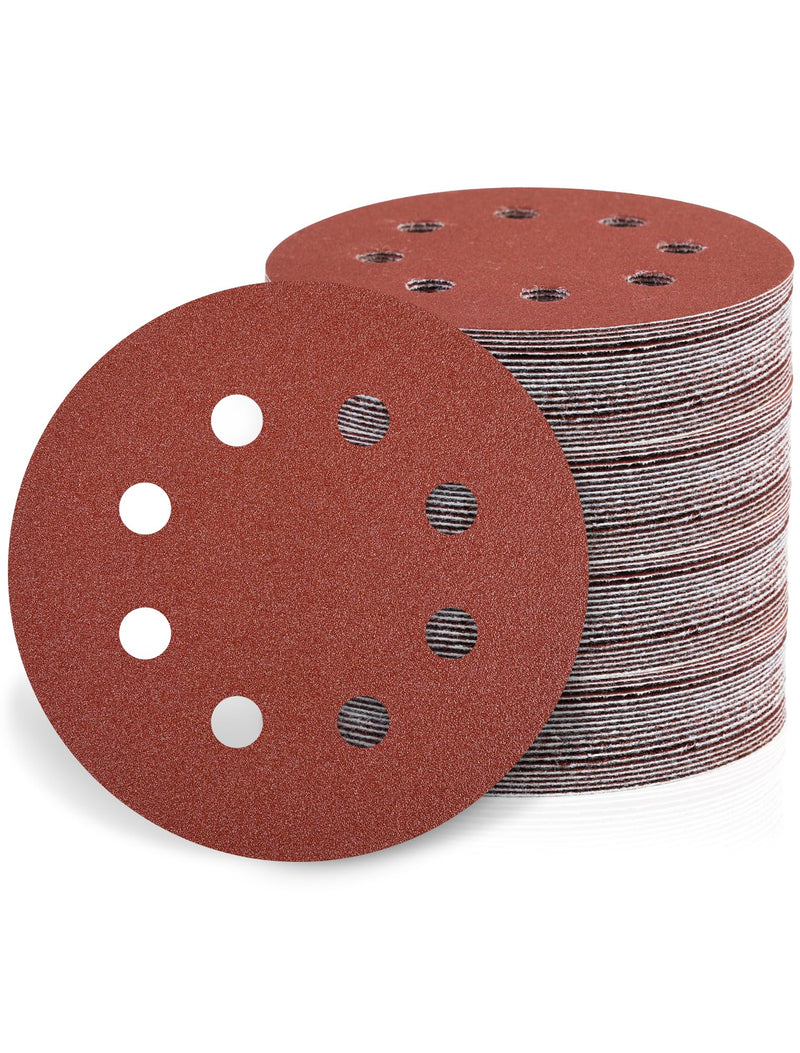 [Australia - AusPower] - 115 mm Sandpaper 40/80/120/240 Grit, Pack of 80 Sanding Discs 115 mm Velcro Sanding Sheets for Random Orbital Sanders (8 Holes) 