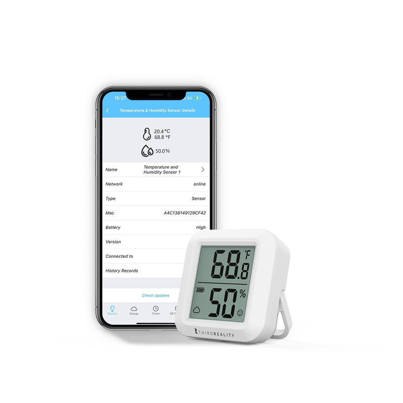 [Australia - AusPower] - THIRDREALITY Zigbee Temperature and Humidity Sensor with Digital LCD Display, ZigBee Hub Required, App Records, Remote Monitoring and Smart Home Automation, AAA Batteries Included 