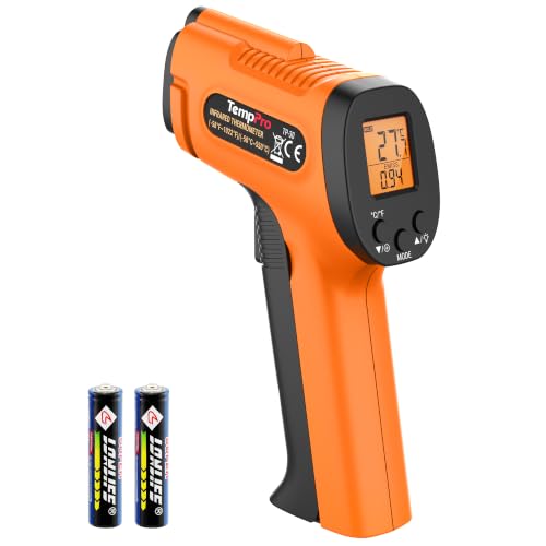 TempPro Laser Infrared Thermometer Temperature Meter -50°C to 550°C | Contactless Meter 12:1 Distance Ratio, Adjustable Emissivity, for Kitchen, Industry, Air Conditioning (Ex-ThermoPro) Celsius/Fahrenheit