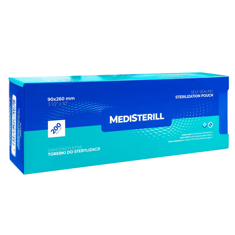 Pack of 200 Self-Sealing Sterilisation Bags, PVC Dental Sterilisation Bags, Self-Sealing Bag, Autoclave Steriliser Bag for Cleaning Tools (90 x 260 cm)