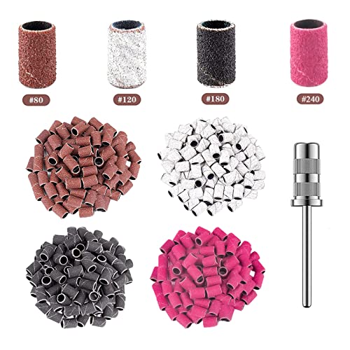 Sanding Sleeves Nail Cutter, Pack of 100 Sanding Sleeves, Sanding Caps Nail Cutter Attachments, Grit 80/120/180/240 Sanding Sleeves for Manicure Pedicure 80/120/180/240 sanding sleeves