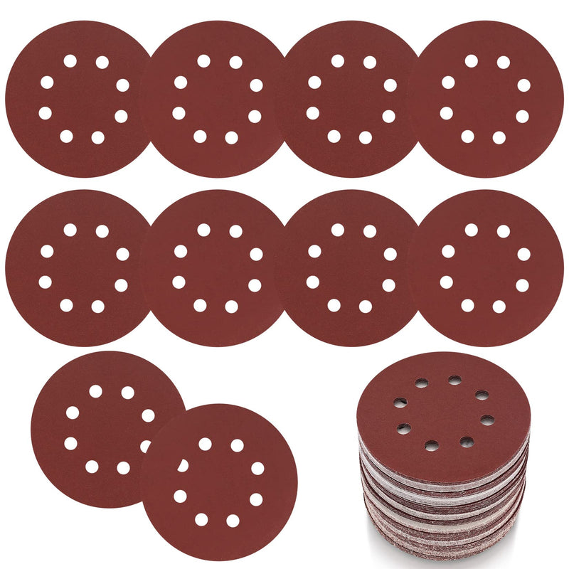 [Australia - AusPower] - Pack of 15 Sandpaper 125 mm Velcro, 40 Grit Sanding Discs, 8 Holes Round Velcro Sandpaper for Random Orbital Sanders Wood, Metal, Colour 40 grit - 15pcs 
