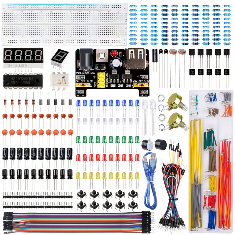[Australia - AusPower] - Miuzei Starter Kit Breadboard Set Compatible with Arduino Including Power Supply Module Jumper Cable Resistance Assortment Breadboard LED Diodes Set for Beginners Electronics Building a MA51 