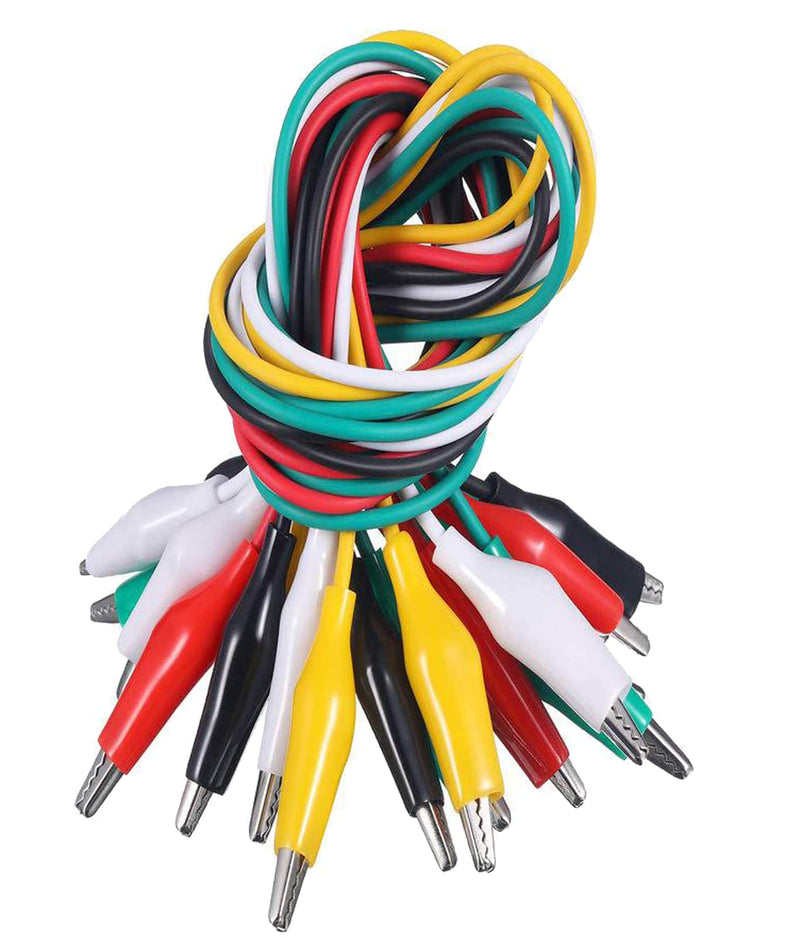 [Australia - AusPower] - Pack of 10 Alligator Clips with Cable, Test Leads with Alligator Clips, Double Ended Test Leads (50 cm) Green, white, black, yellow, red 