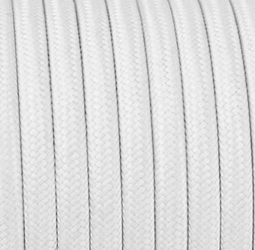 3 m, 3-Core Textile Cable, Fabric Cord, Pendant Cable, Lamp Cable, 3 x 0.75 mm², 3G0.75, White 3 metres - [3 x 0.75] White round
