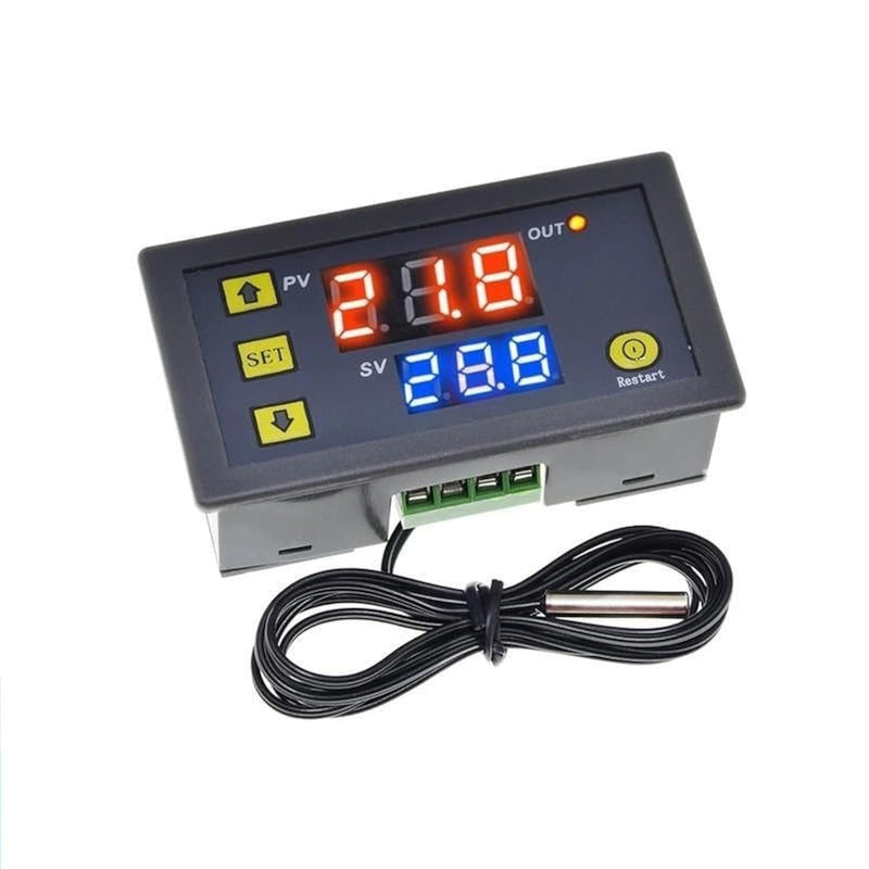 [Australia - AusPower] - Taikuwu W3230 Digital Thermostat 12 V 20 A with LED Display -50 °C to 110 °C, Temperature Controller with Temperature Sensor, High Temperature Alarm for Fridge/Freezer/Heating (1 m Cable) 
