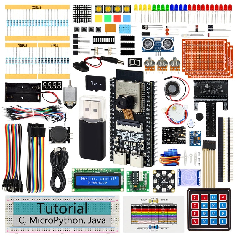 Freenove ESP32 Kit ESP32-S3 Camera Board Ultimate Starter Kit | 240MHz 32-Bit Dual Core, USB OTG Camera WiFi+BT, Python C Java Code, 828 Page Tutorial, 121 Projects, 243 Items