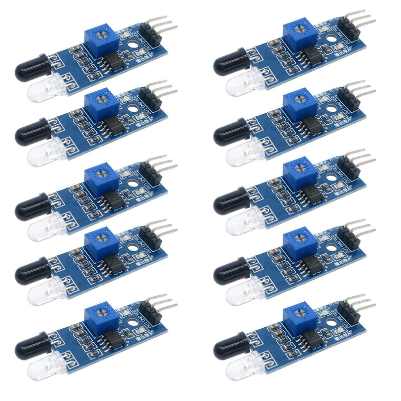Hailege 10pcs IR Infrared Obstacle Avoidance Sensor Module LM393 3-Wire IR Reflective Photoelectric Sensor for Smart Car Robot
