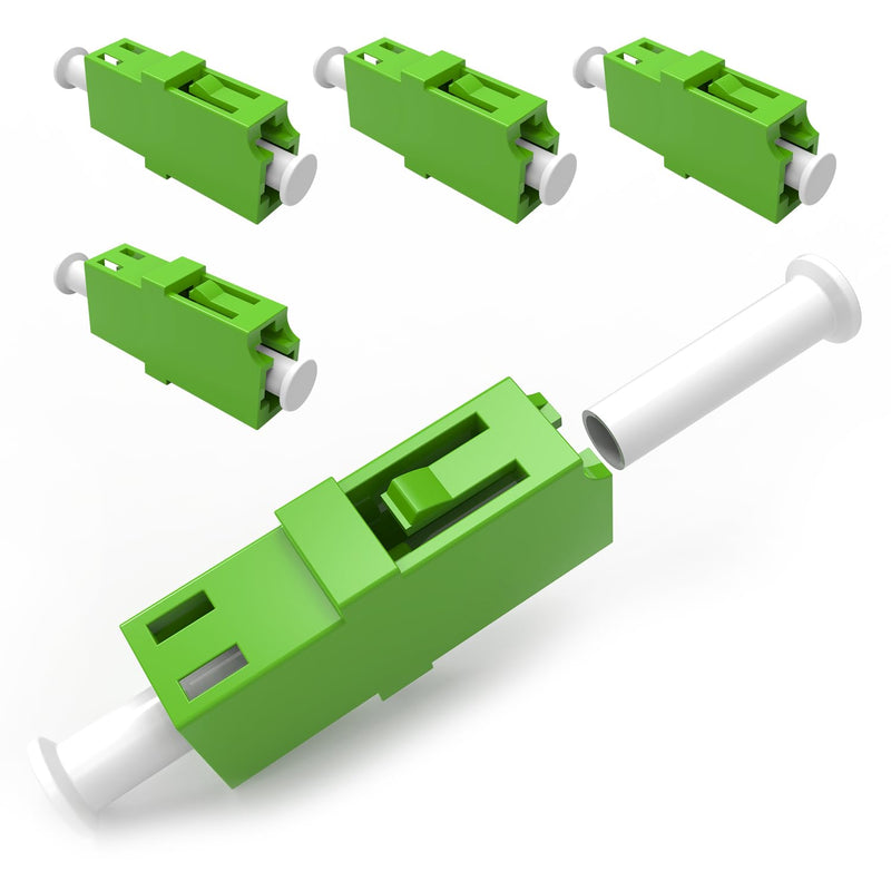 LC/APC Fiber Optic Adapter Pack of 5 Singlemode Coupler Green | A class ceramic insert with low insertion loss; up to 1000 mating cycles for long-lasting connection LC/APC-SM