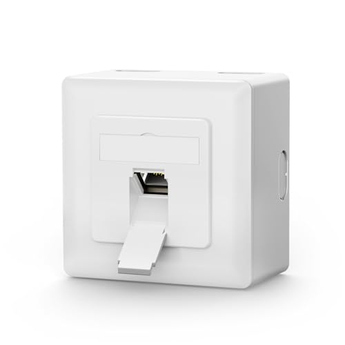 VCELINK 1 Port Network Socket CAT6A, LAN Socket Surface-Mounted, Shielded Surface-Mounted Box | 1pc 10Gbps 500MHz POE CAT6A CAT6 CAT5 EIA/TIA T568A&B White