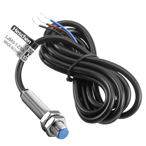 Heschen M8 Proximity Sensor Switch, LJ8A3-1-Z/BX-DC5V, 5V DC 200mA NPN NO, 1mm Detection Distance, Magnetic Metal Detector, 8mm Mounting Hole, 120cm Cable, IP67 Protection