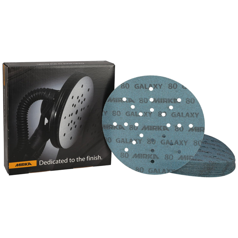 [Australia - AusPower] - Mirka Galaxy Sandpaper 225 mm Velcro Grain 80 / for Long Neck Sanders / Pack of 25 Sanding Discs Korn 80 