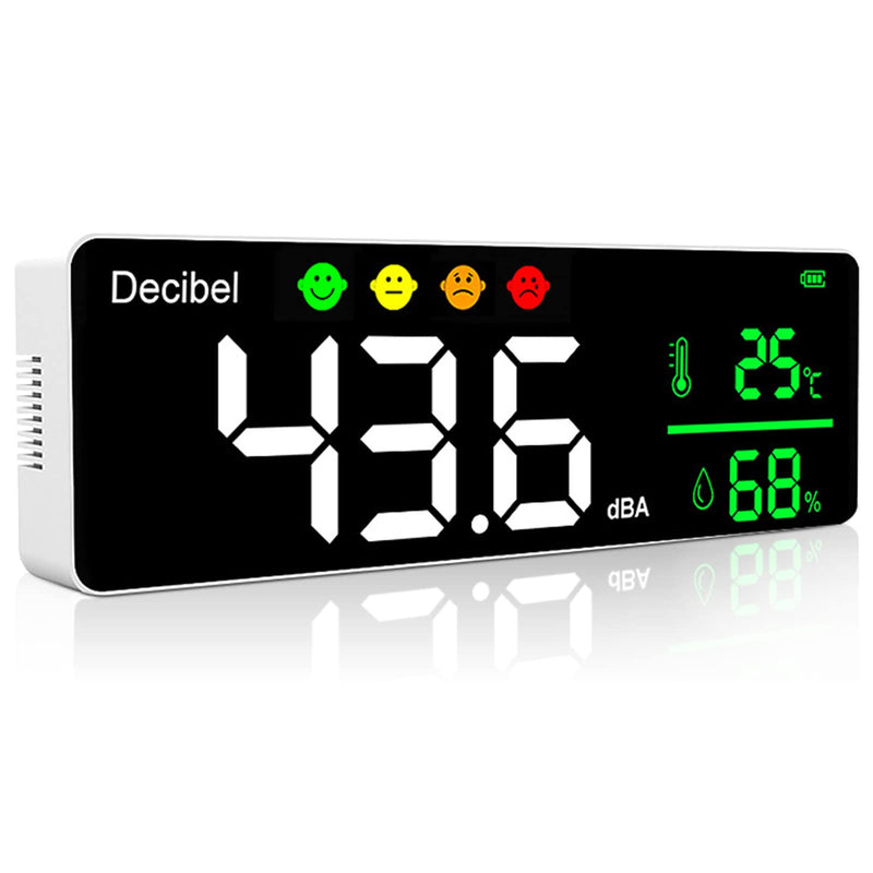 [Australia - AusPower] - Digital Decibel Meter, 3-in-1 Sound Level Meter, Wall Hanging, Sound Level Meter with Temperature & Humidity, 30 ~ 130 dB, 11 Inch Large LED Screen, for Home, Baby Room, Library Wall mounted (T4-DM1306D) 