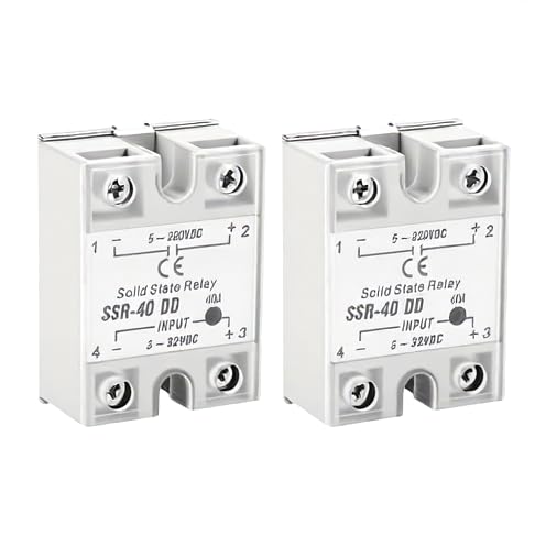 2pcs 40A SSR Solid State Relay DC Control Relay Modules, Input DC 3V-32V Output DC 5V-220V