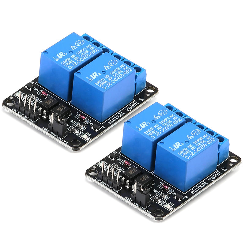 Yizhet 2pcs DC 5V 2 Channel Relay Module with Optocoupler | Relay Shield, For Raspberry Pi, Arduino, TTL Logic, PIC, DSP, AVR & ARM Projects