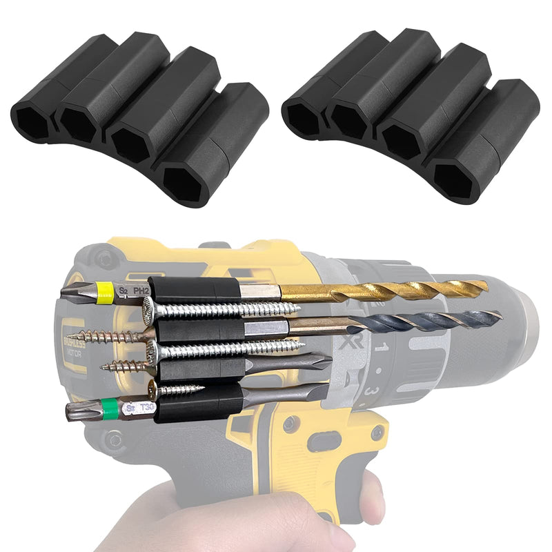 [Australia - AusPower] - 2 Pack Upgraded Magnetic Bits Holster Attach to Drill,Universal Fit 1/4 Inch Magnet Screw Driver Bits Hex Screw Holder Sleeve for Impact Driver,Hold 4 Drill Tips on Side of Drill Clear Tape 