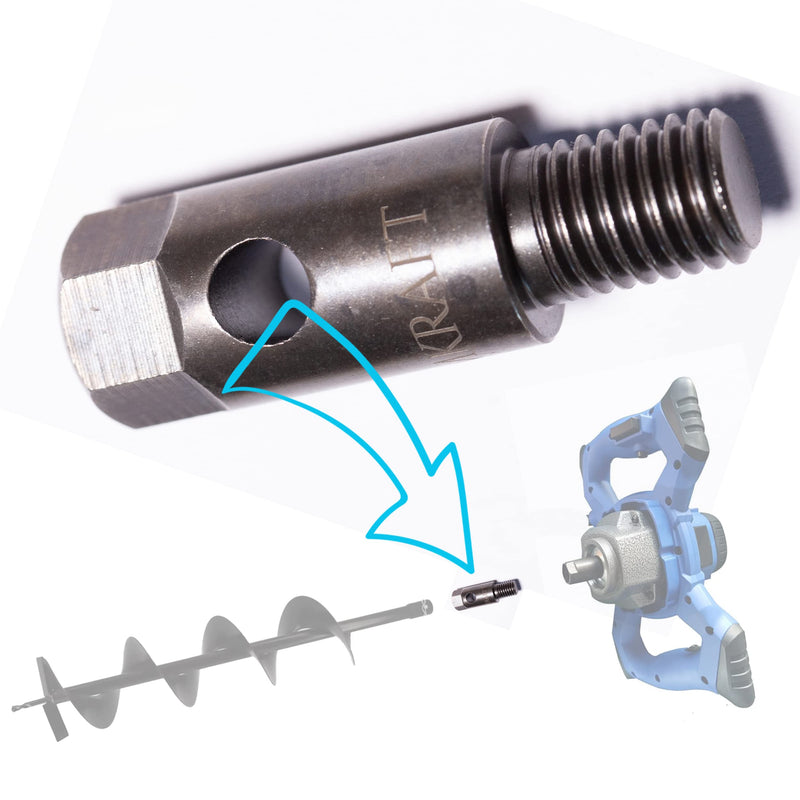 Earth Auger Adapter for M14 Mixing Machine (Paint and Adhesive Mixer, Mortar Mixer), Mixer, Agitator Adapter for Pile Drilling, Poles, Fences with Easy Disassembly BLUMKRAFT 1-Pack: M14