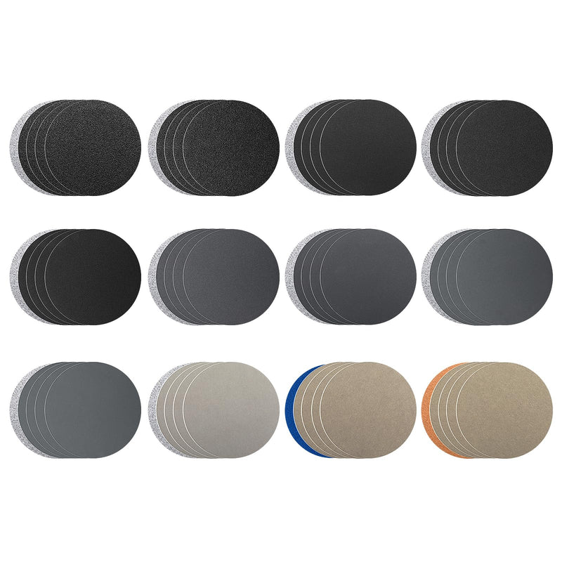 [Australia - AusPower] - ASTER Pack of 60 Sandpaper 75 mm Round Sanding Discs Sanding Pads Grit 60 80 100 150 320 600 1000 1200 2500 4000 7000 10000 Velcro Dry Wet Pad for Metal Wood Glass Car Polishing 