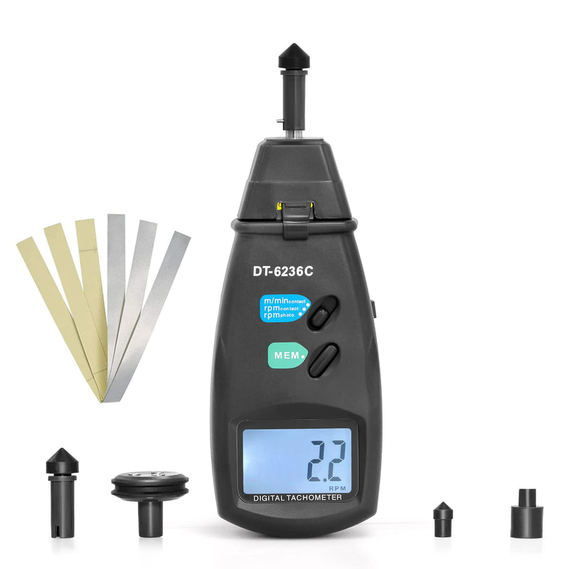 [Australia - AusPower] - Digital Tachometer Handheld Photo Speedometer GR-6236C Non-Contact Range with Max/Min/AVG Data Holding Functions Rotation Speedometer Photo Speedometer with Reflective Tape 