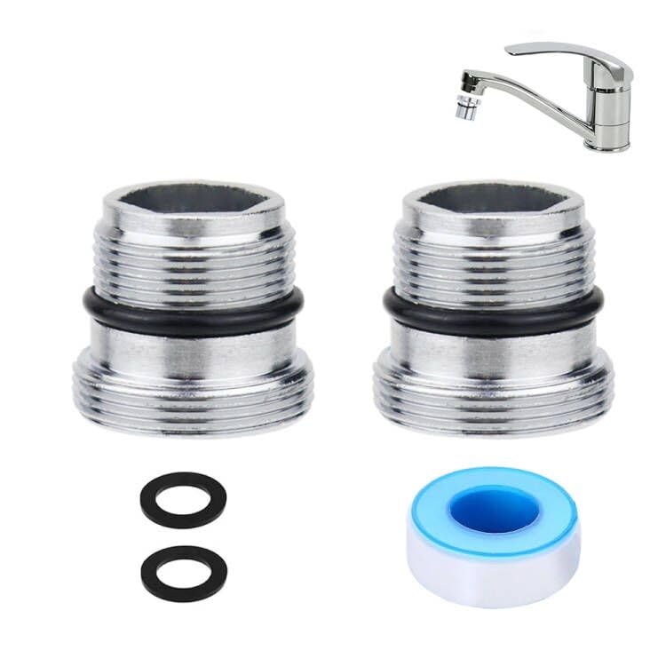 [Australia - AusPower] - BlueXP M18-M22 Male Thread Metal Tap Adapter with Rubber Seal for Bathroom Kitchen Water Purifier Pack of 2 2 Stück 