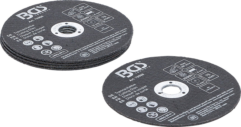 [Australia - AusPower] - BGS 70998 Cutting Disc Set for Stainless Steel Diameter 75 x 1.0 x 10 mm 5-Piece Cutting disc | for item 70994 