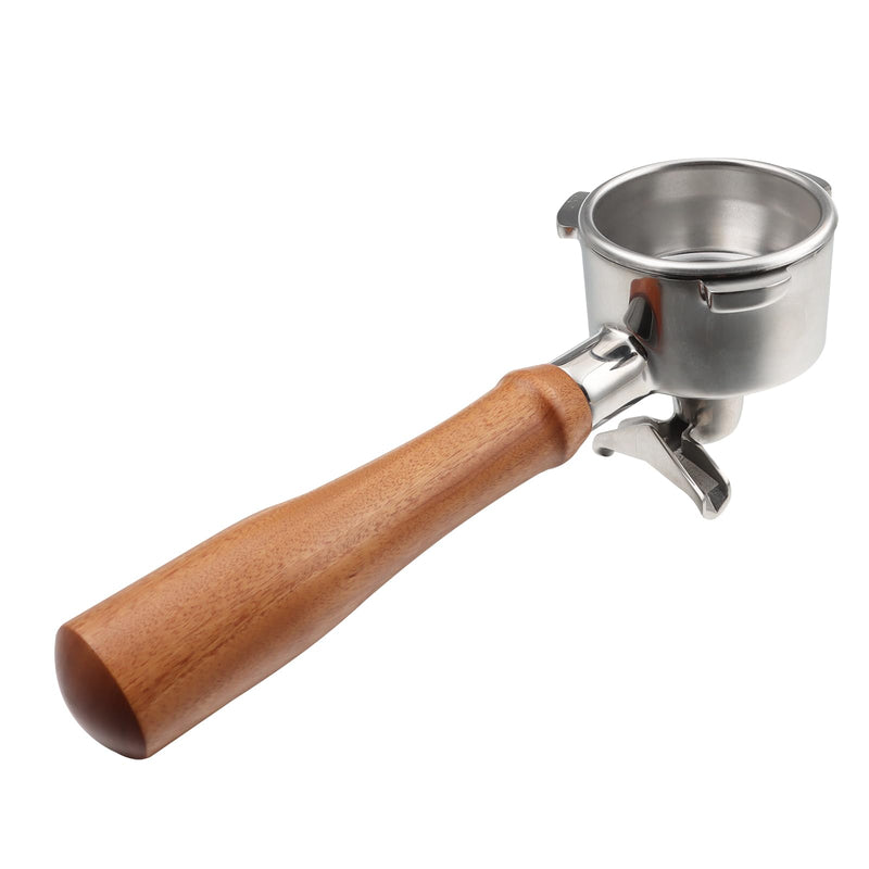 CAPFEI Portafilter 54 mm Double Spout for Sage/Breville Barista BES 870/878/880 Filter Basket with Walnut Wood and Stainless Steel Filter Holder