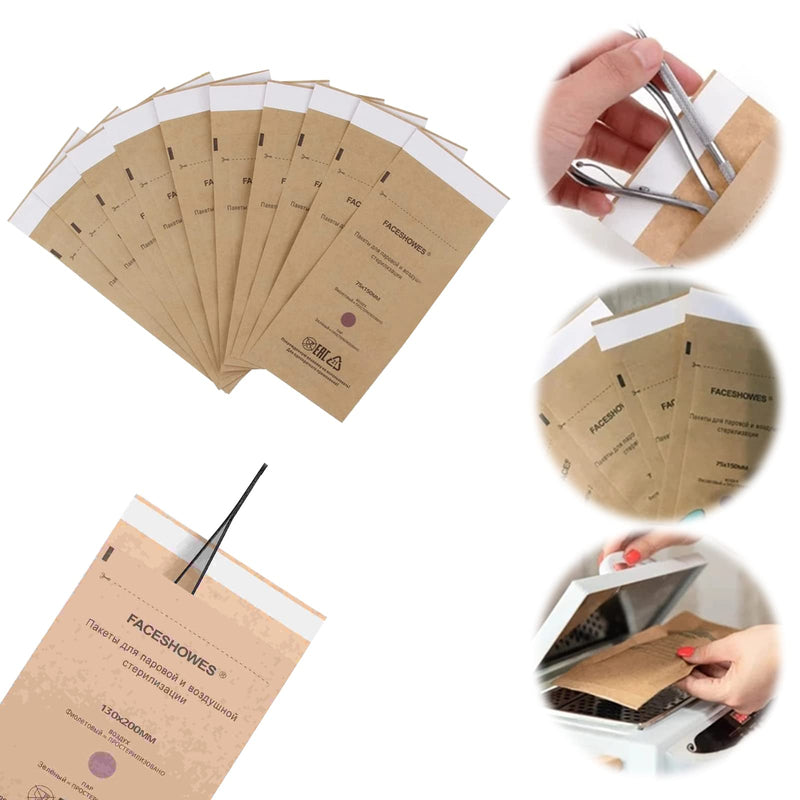 [Australia - AusPower] - Sterilisation Bags, Disposable Sterilisation Bags, Self-Sealing Sterilisation Bag, for Cosmetics and Nail Tools, 75 x 150 mm (Pack of 50) 
