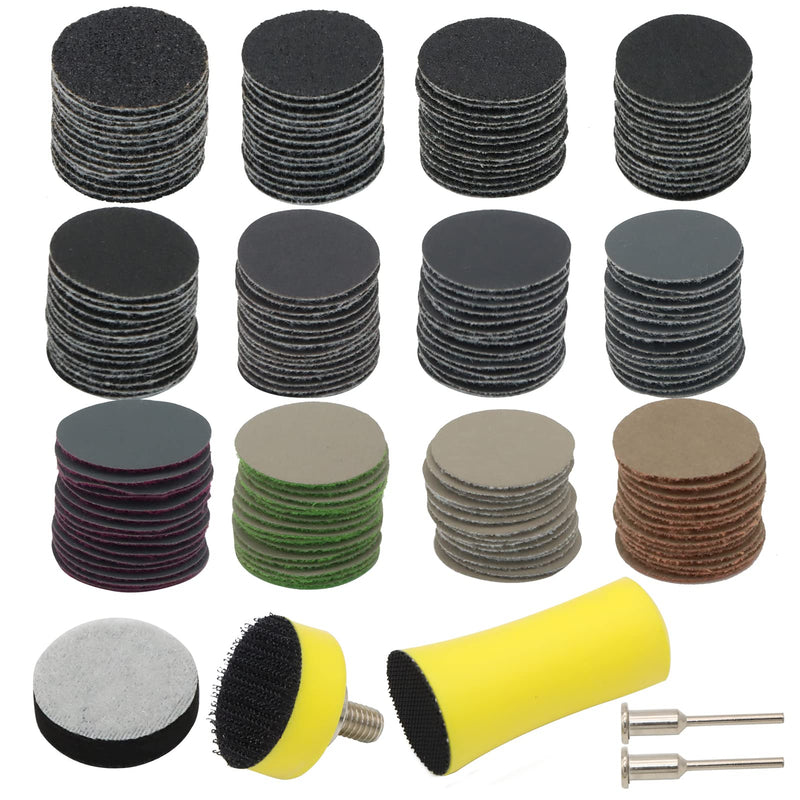 [Australia - AusPower] - VIBRATITE Pack of 185 Sanding Discs 25 mm Velcro Wet Dry Sanding Pads (Grit 60-10000) Sandpaper Sanding Tool with 1/8 Inch Shank for Wood Metal Mirror Jewellery Polishing 
