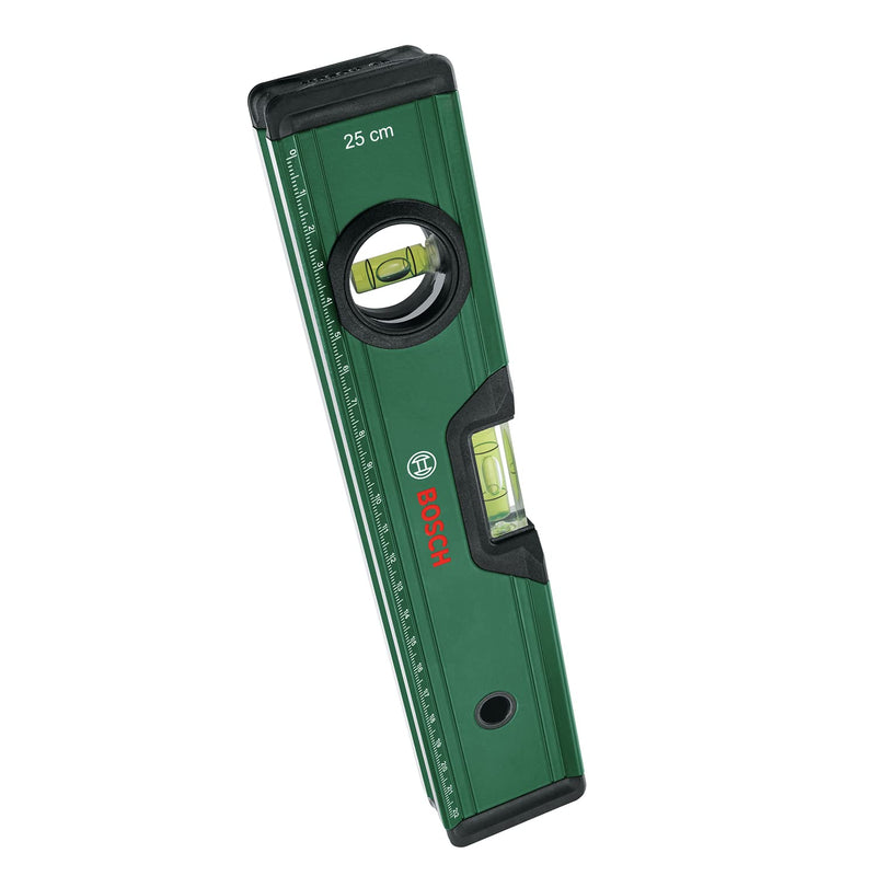 [Australia - AusPower] - Bosch Wasserwaage 25cm (präzise Ausrichtung mit 2 fluoreszierenden Libellen für horizontales und vertikales Ablesen; metrische Skala; Aluminiumgehäuse; Softgrip-Stoßfänger; V-Nut) 25 cm 