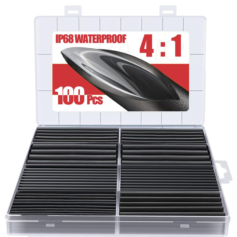 [Australia - AusPower] - Eventronic 4:1 Heat Shrink Tube with Adhesive, 90 mm, Extra Long, IP68 Heat Shrink Tube, Waterproof, Pack of 100, Double Wall for Electrical Insulation and Cable Connectors, High Load Capacity, Never 100 Stück, 90mm 