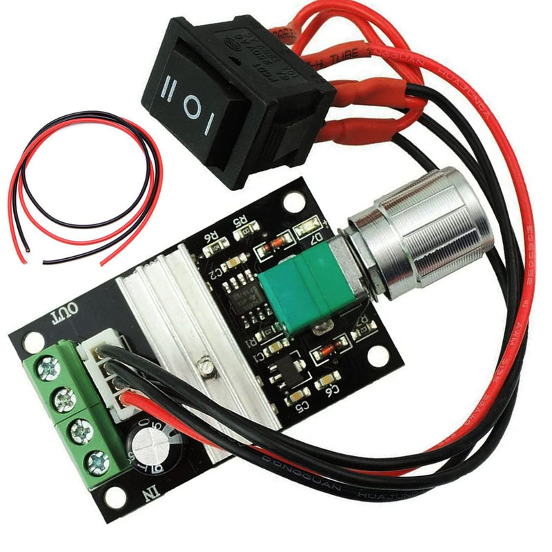 [Australia - AusPower] - RUNCCI-YUN 6V 12V 24V 3A 80W PWM Motor Speed Controller, DC Speed Controller 12V, Motor Speed Switch Controller (PWM) Adjustable Reversible Motor Driver Switch (1203BB) DC 6V-24V 3A (821) 