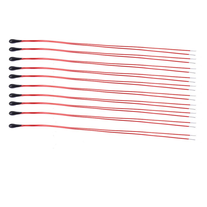 [Australia - AusPower] - 10 Pieces High Sensitivity NTC Thermistor Kit MF52B Enamelled Wire Temperature Sensors with 60 mm Wire Assortment Kit for Temperature Detection and Control (10K) 10K 