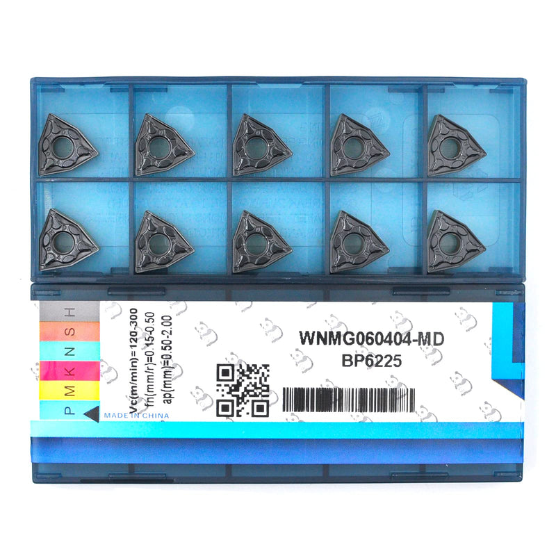 [Australia - AusPower] - CDBP CNC Carbide Inserts Reversible Plates WNMG060404 WNMG331 - Universal Steel Machining Turning Inserts -TiN Coating Pack of 10 WNMG060404-PM 