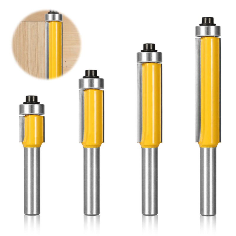 [Australia - AusPower] - 4 Piece Flush Cutter Ball Bearing Top, Flush Cutter 8 mm Shank, Ent Flush Cutter, Edges Copy Cutter with Ball Bearing, Groove Cutter Flush Cutter Set Woodworking Cutting Tool for Wood 4 