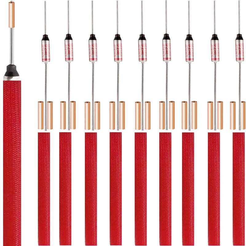 SF214E SEFUSE 216 Degree Celsius Metal Thermal Fuse 10A 250V with GT-1 Crimping Connection Silicone Fibre Optic Hose for Household Appliances Pack of 10 SF214E