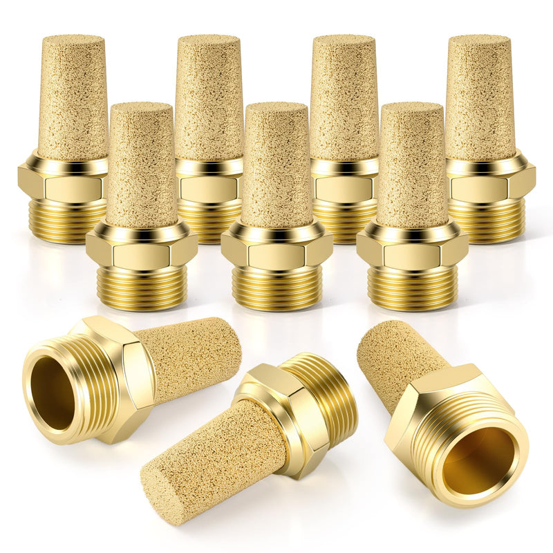 Bwintech 10 Pcs SL-01 Air Silencer, 1/8 Inch Male Thread Sintered Brass Exhaust Silencer 1/8"