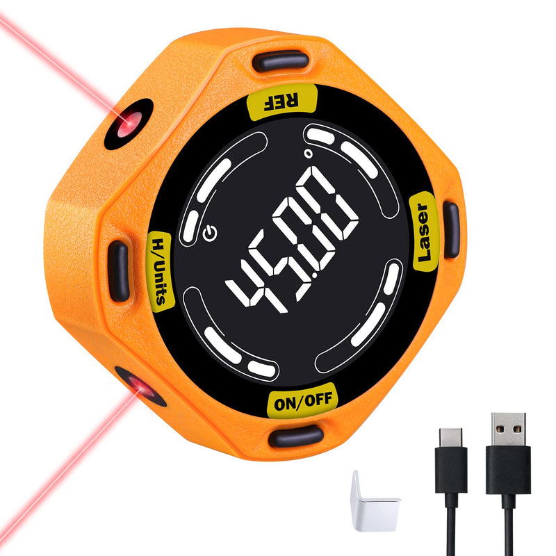 [Australia - AusPower] - Digital Protractor, 5-Side Protractor, Digital Magnetic with Laser Levelling Tool, Inclinometer Digital for Carpentry, Construction, DIY, Level Box for Woodworking Measurements 