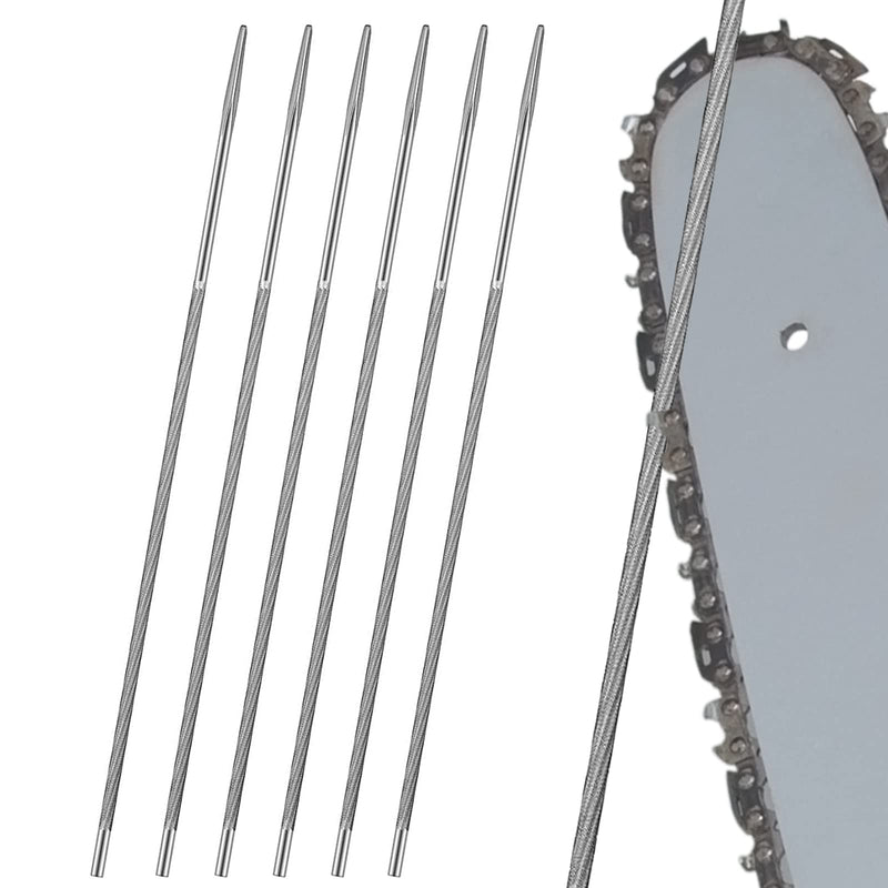 [Australia - AusPower] - MUYAPAY Round Files for Chainsaws 4.0 mm, Pack of 6 Chainsaw File, 3/8 Chainsaw File, Round File, for Repair and Sharpening Saw Chains, Lawnmower, Chainsaw Chain, Sharpening Tools 245*4mm silver 