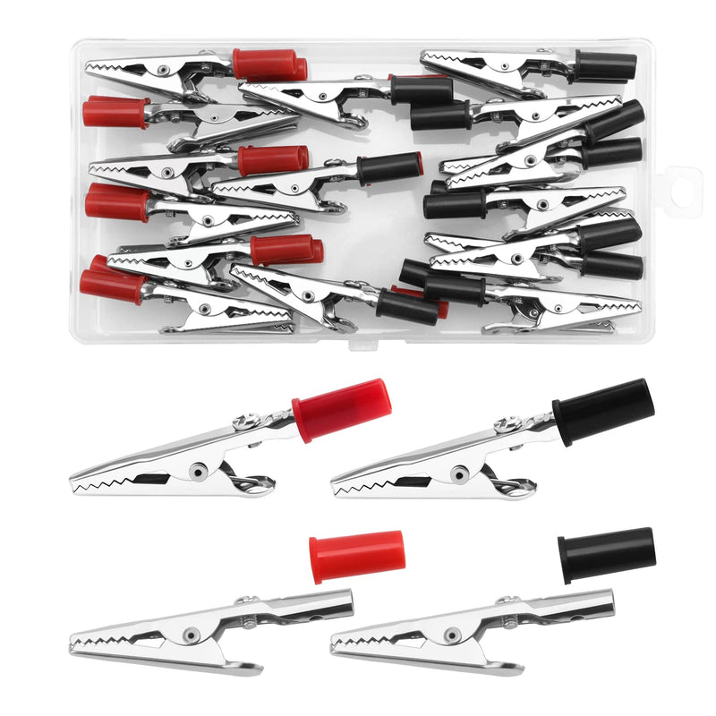 [Australia - AusPower] - VooGenzek 30 Pieces Alligator Clips, Test Metal Alligator Clips, Electrical Test Clips for Laboratory Tests, with Plastic Handle (Red & Black) Single Plastic Hand - 30 Pieces 