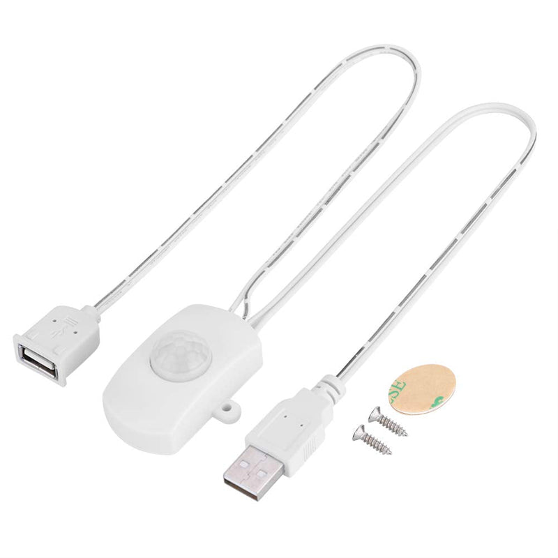 DC 5V-24, 2A Motion Activated Sensor Switch, PIR Motion Sensor Switch, DIY LED Lighting with USB Interface, Intelligent Detection (White) White