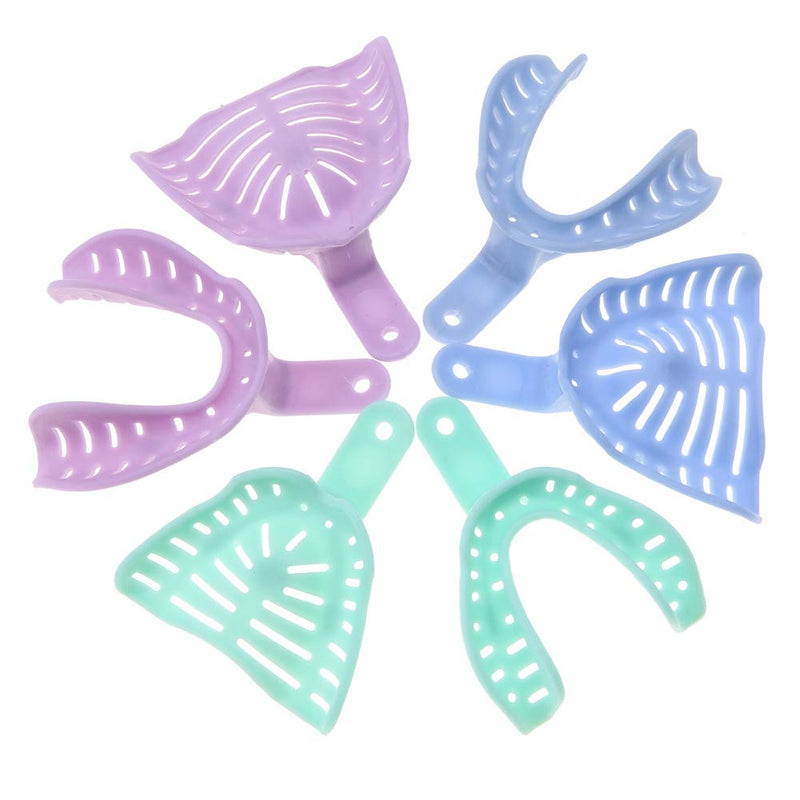 6pcs Mixed Colour Plastic Dental Impression Spoon Dental Impression Tray Bite Spoon Material Holder