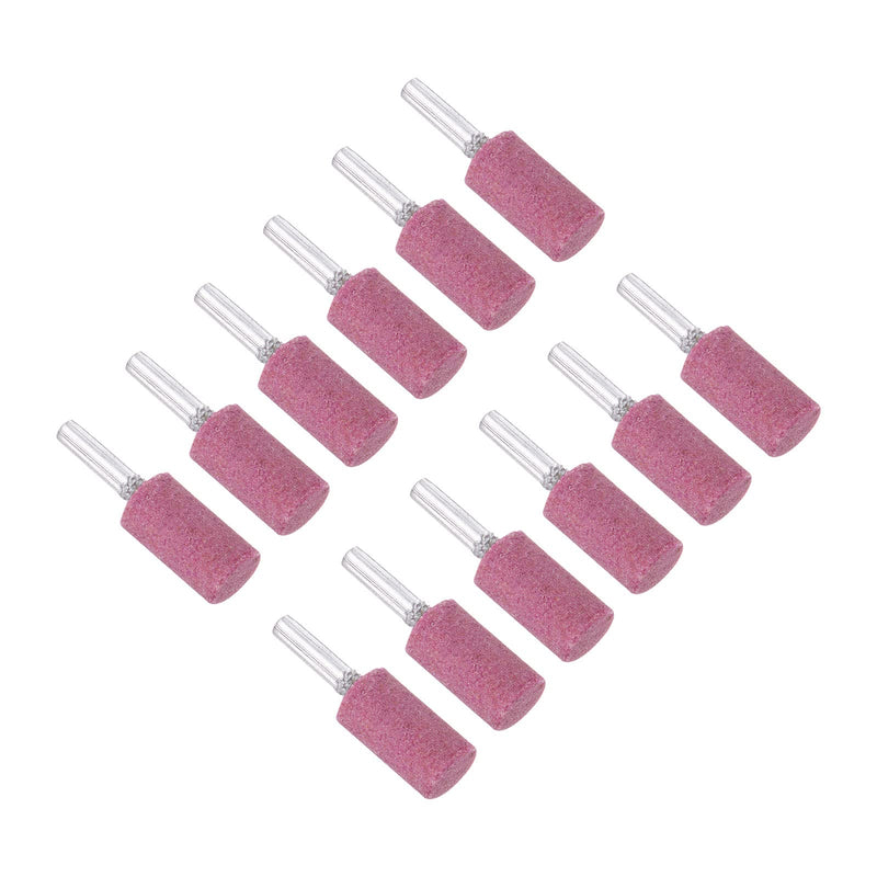 [Australia - AusPower] - QUARKZMAN Pack of 12 6 mm Shank 16 mm Diameter Grinding Stones Mounted Cylinder Shape for Sanding and Polishing Pink 