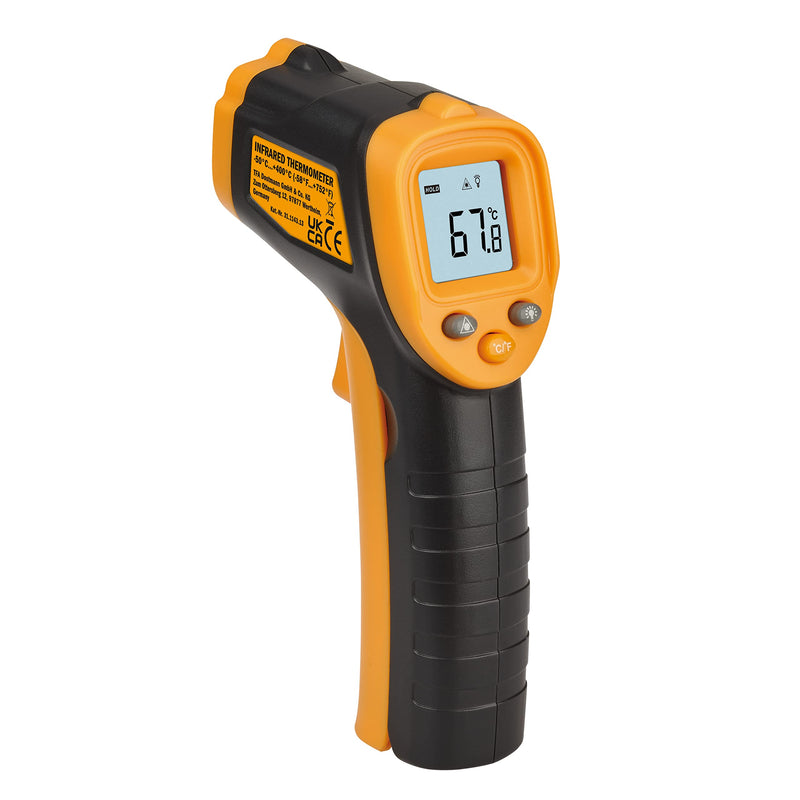 [Australia - AusPower] - TFA Dostmann Ray Light 31.1143.13 Digital Infrared Thermometer, Non-Contact Measurement of Surface Temperature, According to HACCP, Measuring Time Under 1 Second, Black/Orange 