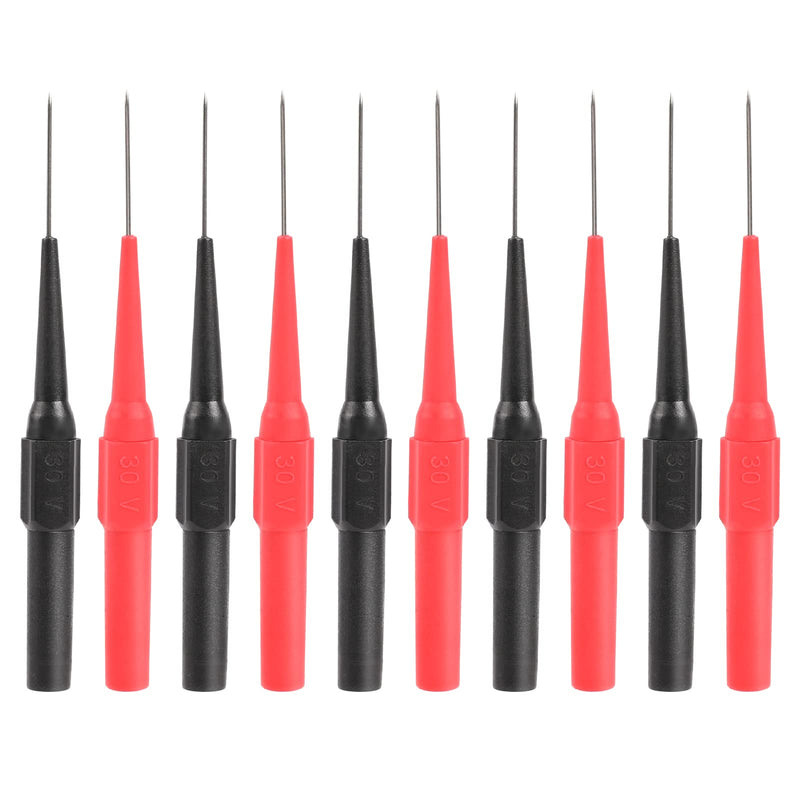 [Australia - AusPower] - Test Probe Multimeter Test Probe 0.7 mm Piercing Needle Probe Test Tip Banana Plug Multimeter Test Lead Probe Insulation Piercing Sample Pack of 10 black, red 