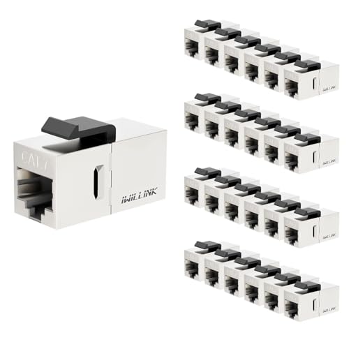 iwillink 10Gbps Cat7 Coupler RJ45 Shielded Keystone Female 25pcs | Ethernet Coupler Female to Female STP Keystone Insert Inline Coupler 25